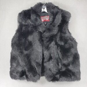 Vintage Valley County Clothing Faux Fur Vest Womens Size S Canada‎ Made Black